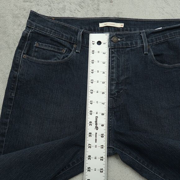 Levi's 505 Jeans Womens Size 14 Blue High-Rise Straight Denim 31" Inseam Stretch - Picture 9 of 16